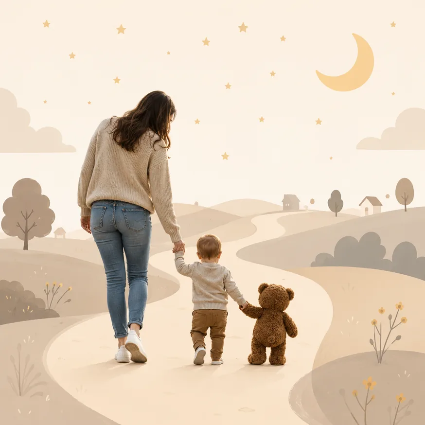 Famiglia che ritrova serenità nella routine della nanna